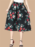 Women's Floral Print Wide Leg Palazzo Pants Elastic Waist Summer Trousers