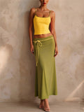 Women 2 Piece Summer Color Blocking Cami and Maxi Skirt Set