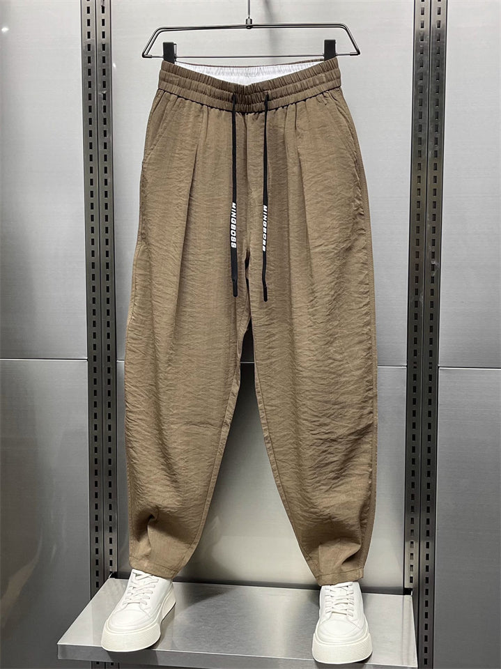 Men's Summer Korean Style Casual Solid Color Drawstring Pants