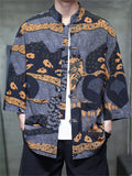 Men's Summer Trendy Chinese Style Printed Button Up TangSuit Shirt