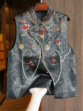 Women's Ethnic Style Retro Phoenix Embroidered Round Neck Vest