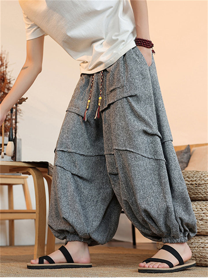 Men's Solid Color Drawstring Wide Leg Jogger Pants