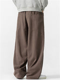 Retro Men's Comfy Japanese Style Elastic Waist Drawstring Loose Pants
