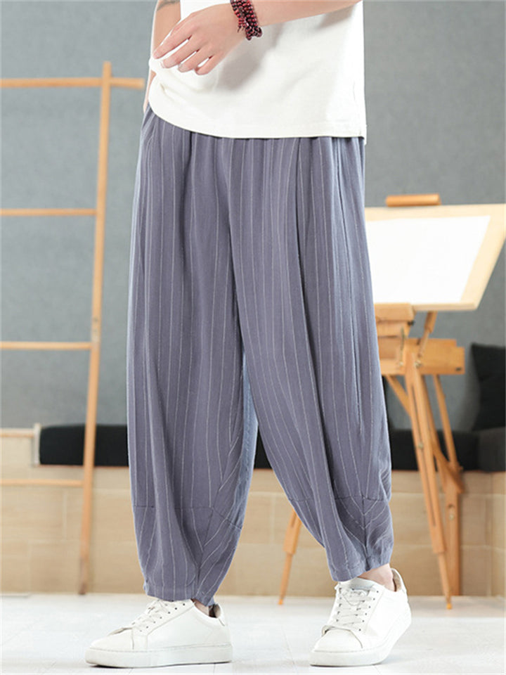 Men's Summer Retro Striped Loose Wide Leg Pants