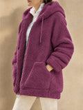 Women's Autumn Fleece Zip Up Oversized Hooded Coat
