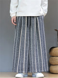 Men's Autumn Vintage Striped Drawstring Wide Leg Pants