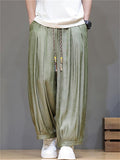 Men's Summer Chinese Style Pleated Baggy Loose Fit Pants
