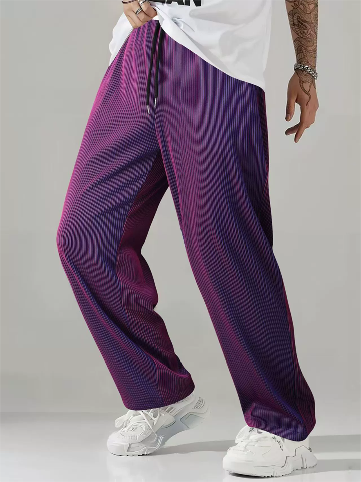 Men's Loose Fit Leisure Striped Drape Sporty Wide Leg Pants