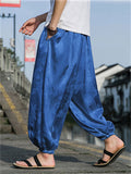 ‌Men's Summer Cool Loose Fit Casual Carrot Pants with Chinese Style Dragon Print‌