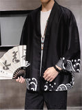 Chinese Zen Style Print Long Sleeve Cardigan for Men