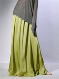 Women's Comfy Solid Color Big Hem A-Line Satin Skirt