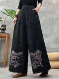 Women's Elegant Vintage Simple Jacquard High Rise Wide Leg Pants
