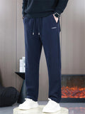Men's Simple Slim Fit Drawstring Winter Fleece Lined Casual Pants