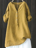 Women's Casual Retro Holiday Style Solid Color V Neck Short Sleeve Shirts