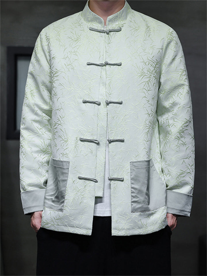 Oriental Style Bamboo Jacquard Casual Tang Suit Jacket for Men
