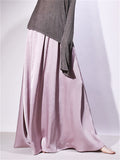 Women's Comfy Solid Color Big Hem A-Line Satin Skirt