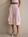 Women High Waist Baggy Streetwear Cargo Shorts Wide Leg