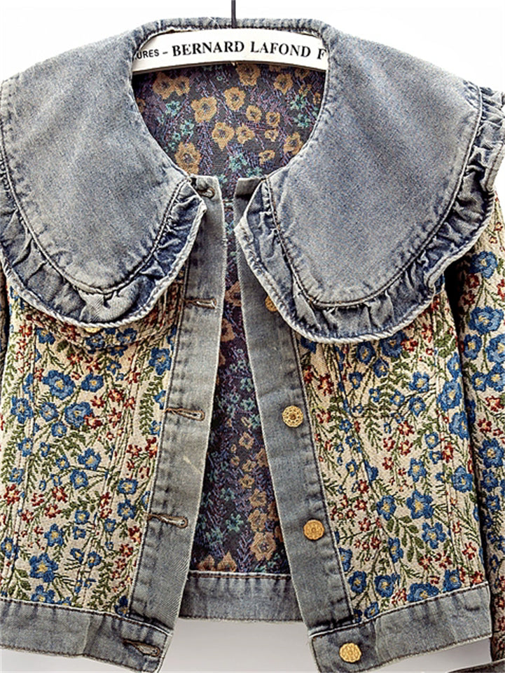 Women's Vintage Autumn Floral Jacquard Peter Pan Collar‌ Jackets