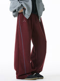 Men's Casual Contrast Trim Loose Fit Wide Leg Sweatpants