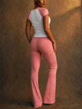 Womens 2 Piece Raglan Tee High Waisted Flare Leggings Set