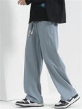 Men's Casual Cotton Solid Color Straight Wide Leg Pants