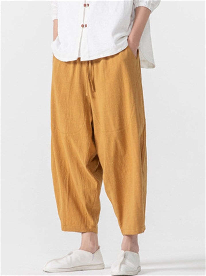 Men's Summer Comfy Solid Color Drop Crotch Pants