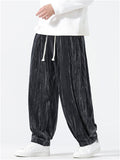 Men's Comfy Autumn Velvet Wrinkled Elastic Waist Drawstring Pants