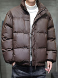 ‌Men's Winter Trendy Zipper Buttons Padded Puffer Coats
