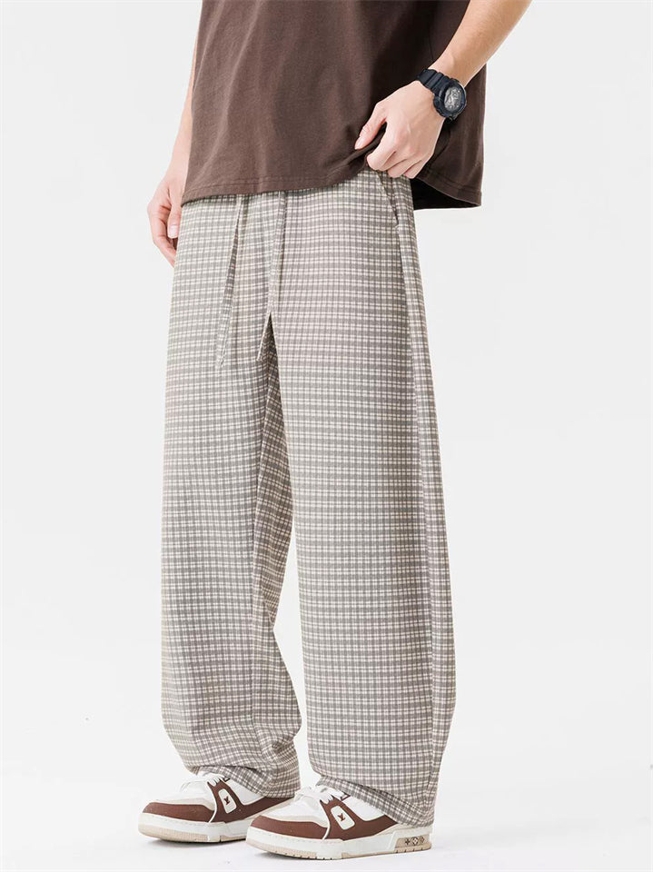 Men's Grunge Style Plaid Loose Fit Scimitar Pants