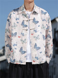 Men's Vintage Butterfly embroideried Long Sleeve Shirt
