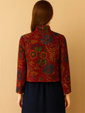 Women's Retro Autumn Ethnic Style Printed Stand Collar Jackets