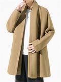 Men's Chinese Style Casual Solid Color Jacquard Cardigan Coats