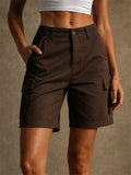Womens High Waisted Utility Pockets Cargo Bermuda Shorts