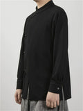 Oriental Style Stand Collar Long Sleeves Linen Shirt for Men