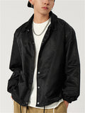 Men's Solid Color Hip-hop Style Button Up Jackets