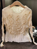 W‌omen's Autumn One Size Textured Ruffled Pleats Long Sleeve Shirts