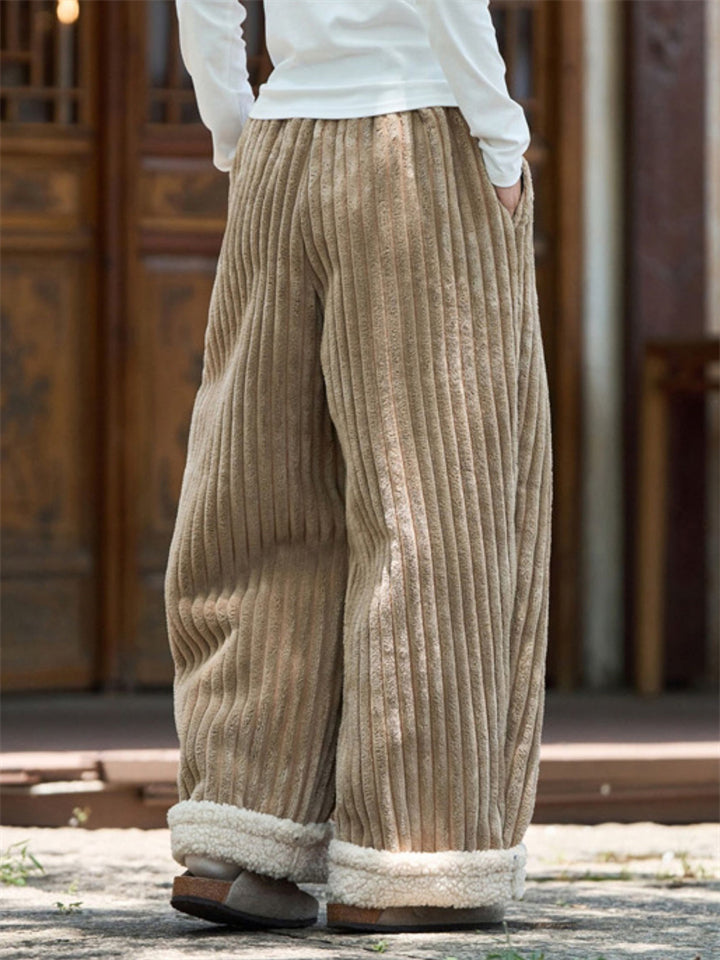 ‌Men's Winter Retro Warm Thermal Lined Corduroy Drawstring Pants