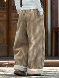 ‌Men's Winter Retro Warm Thermal Lined Corduroy Drawstring Pants