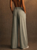 Womens High Waisted Work Office Wide Leg Pleated Dress Pants