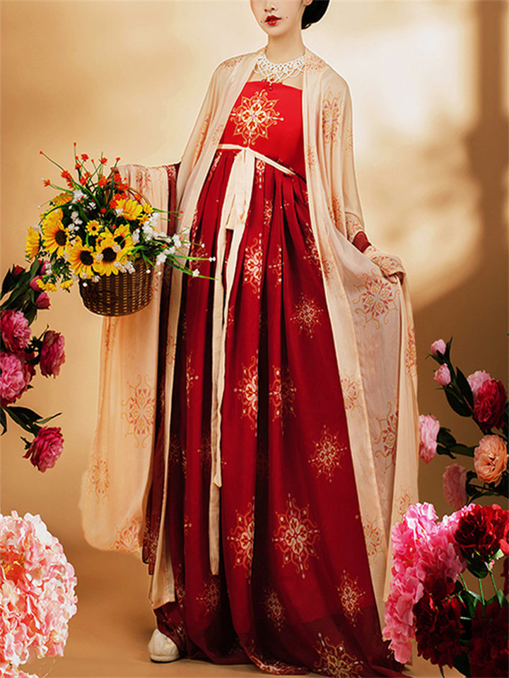 Ladies Oriental Style Floral Embroidered Dress Set