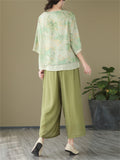 Women's Chinese Style V-Neck Double-Layer Floral Shirts