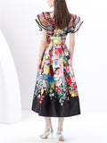 Women's Trendy Flowers Print V Neck Midi Dress