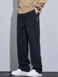 Autumn Casual Elastic Waist Loose Fit Straight Leg Pants for Men Daily Wear