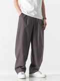 Male Plain Cotton Linen Summer Straight Leg Pants
