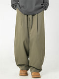 Men's Retro Solid Color Drawstring Wide Leg Scimitar Cargo Pants