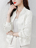 Women's Casual Butterflies Pattern Waist Length Baseball Collar Jacket