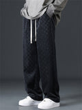 Men's Checkered Casual Pants Loose Fit Straight Leg Comfortable Daily Wear
