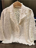 Women's Chic Woven Textured Wrinkles Single Breasted Tops