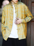 Men's Chinese Style Jacquard Brocade Cardigan Shirts with Stand Collar