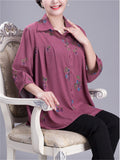 Elegant Plus Size Summer Print Lapel Shirt for Women
